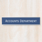 Modern Navy Blue White Office Firm Department Name Deurbordje (Voorkant)