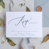 Modern Navy Blue White Simple Wedding RSVP Kaartje