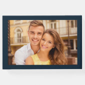 Modern Navy Blue White Two Photo Wedding Gastenboek (Achterkant)