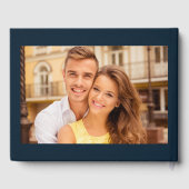 Modern Navy Blue White Two Photo Wedding Gastenboek (Achterkant)