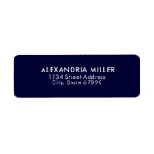 Modern Navy Blue White Typography Address Etiket (Voorkant)