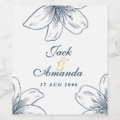 Modern Navy Blue Wine Bottle Sticker & Label (Enkel label)