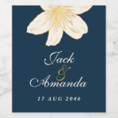 Modern Navy Blue Wine Bottle Sticker & Label (Enkel label)