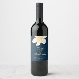 Modern Navy Blue Wine Bottle Sticker & Label