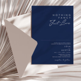 Modern Navy Blue | Zilver niets Fancy bruiloft Kaart