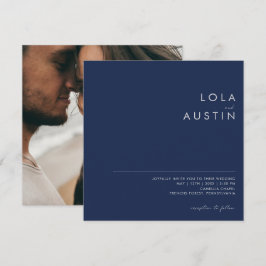 Modern Navy Blue | Zilverfotoweddenschap Kaart