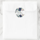 Modern Navy Blush Floral Baby shower Envelope Seal Ronde Sticker (Tas)