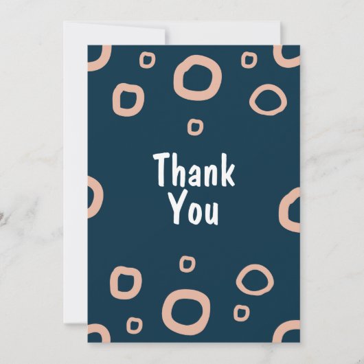 Modern Navy & Blush Hand-Drawn Organic Ring Patter Kaart (Voorkant)