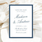 Modern Navy Border Photo Wedding Save The Date