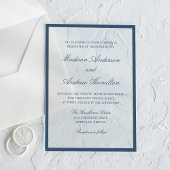 Modern Navy Border Wedding Acryl Uitnodigingen