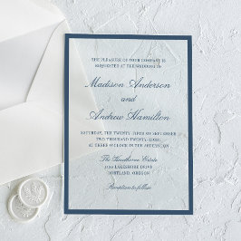 Modern Navy Border Wedding Acryl Uitnodigingen
