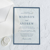 Modern Navy Border Wedding Acryl Uitnodigingen