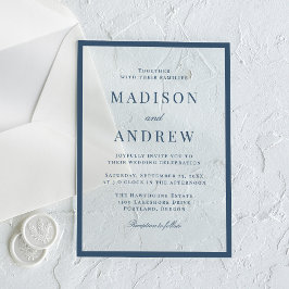 Modern Navy Border Wedding Acryl Uitnodigingen