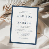 Modern Navy Border Wedding Kaart