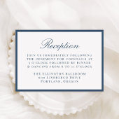 Modern Navy Border Wedding Reception Informatiekaartje