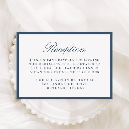 Modern Navy Border Wedding Reception Informatiekaartje