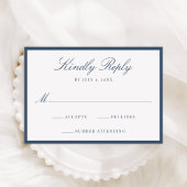 Modern Navy Border Wedding RSVP Kaartje