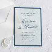 Modern Navy Border Wedding Save the Date Acryl Uitnodigingen
