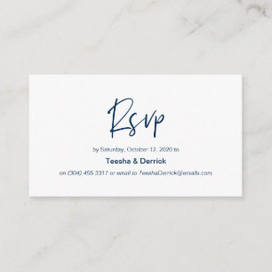 Modern Navy casual elegance font, Wedding RSVP Informatiekaartje