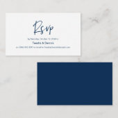 Modern Navy casual elegantie lettertype, bruiloft  Informatiekaartje (Voorkant / Achterkant)