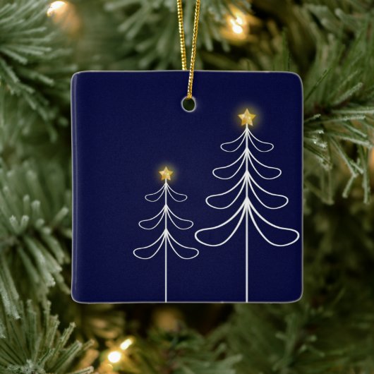 Modern Navy Christmas Tree Graphic Keramisch Ornament (Boom)
