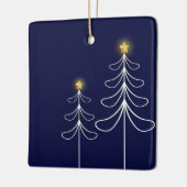 Modern Navy Christmas Tree Graphic Keramisch Ornament (Links)