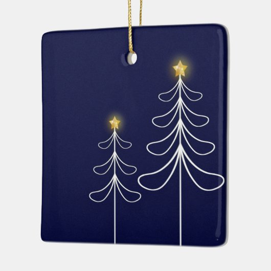Modern Navy Christmas Tree Graphic Keramisch Ornament (Links)