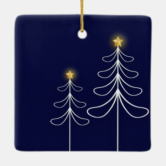 Modern Navy Christmas Tree Graphic Keramisch Ornament (Achterkant)