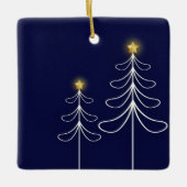 Modern Navy Christmas Tree Graphic Keramisch Ornament (Voorkant)