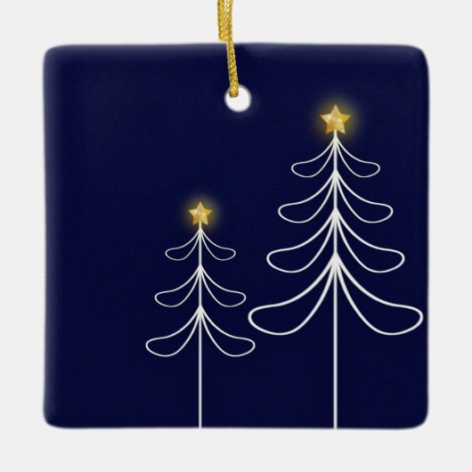 Modern Navy Christmas Tree Graphic Keramisch Ornament (Voorkant)