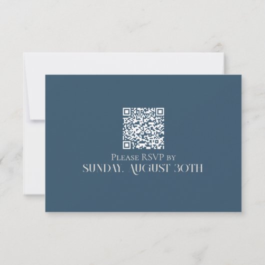 Modern Navy Classic Wedding RSVP with QR Code (Achterkant)