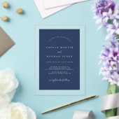 Modern Navy Clear Minimalist Wedding Acryl Uitnodigingen (Insitu (Huwelijk))