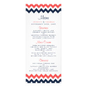 Modern Navy & Coral Chevron Wedding Menu (Voorkant)