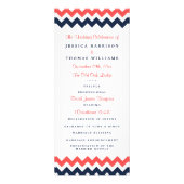 Modern Navy & Coral Chevron Wedding Programma (Voorkant)