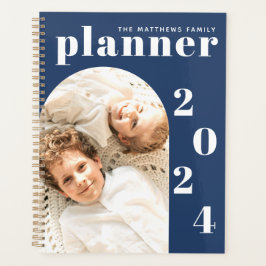 Modern Navy Custom Family Photo 2023 Calendar Planner