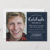 Modern Navy Custom Photo Memorial Service Kaart (Voorkant)