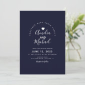 Modern Navy Dark Chocolate Terracotta Wedding Kaart (Staand voorkant)