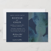 Modern Navy Emerald Abstracte Waterverf Kaart (Voorkant)