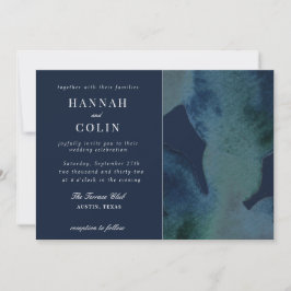 Modern Navy Emerald Abstracte Waterverf Kaart