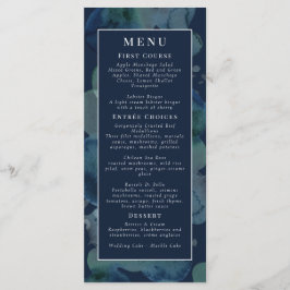 Modern Navy Emerald Abstracte Waterverf Menu