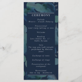 Modern Navy Emerald Abstracte Waterverf Programmakaart