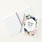 Modern navy en blozend floral lijst Recept Boek (Binnen)