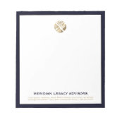 Modern Navy en Gold Business Notitieblok met Logo (Voorkant)