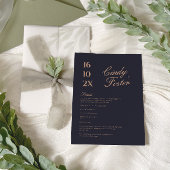 Modern Navy en Roos Gold Wedding Details Informatiekaartje