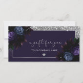 Modern Navy en Silver Toevoegen Logo Cadeaubon (Voorkant)