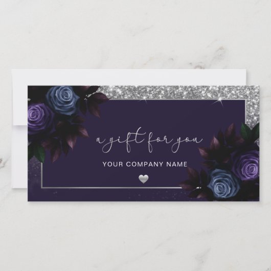 Modern Navy en Silver Toevoegen Logo Cadeaubon (Voorkant)