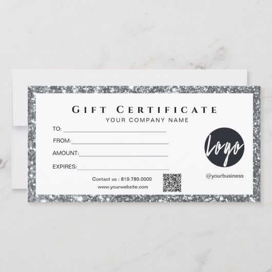 Modern Navy en Silver Toevoegen Logo Cadeaubon (Achterkant)