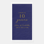Modern Navy Gold 10th Wedding Jubileum Party Servet (Voorkant)