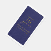 Modern Navy Gold 10th Wedding Jubileum Party Servet (Hoek)