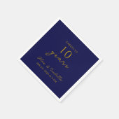 Modern Navy Gold 10th Wedding Jubileum Party Servet (Hoek)